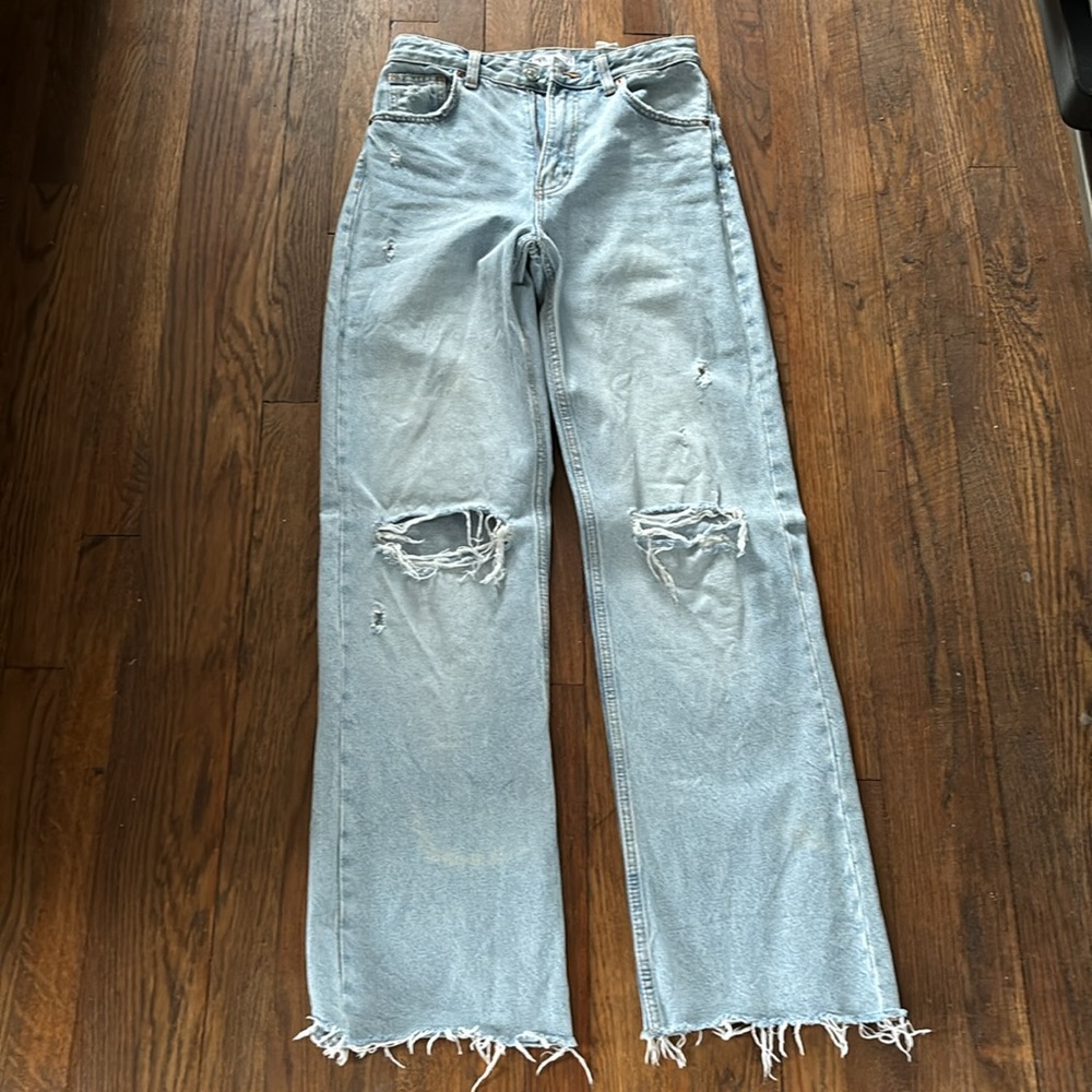Zara light wash denim jeans high waisted